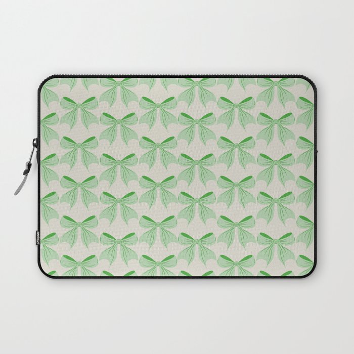 Elegant Light Green Bow Pattern A Classic and Stylish Design for Any Occasion Laptop Sleeve Gallery Image 1