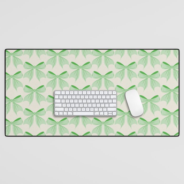 Elegant Light Green Bow Pattern A Classic and Stylish Design for Any Occasion Desk Mat Gallery Image 1