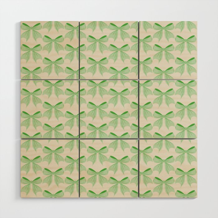 Elegant Light Green Bow Pattern A Classic and Stylish Design for Any Occasion Wood Wall Art Gallery Image 1
