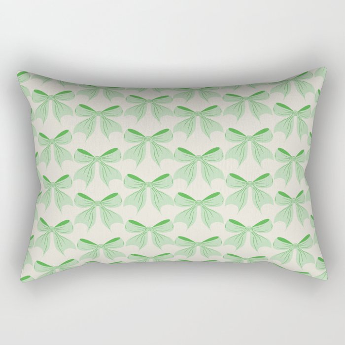 Elegant Light Green Bow Pattern A Classic and Stylish Design for Any Occasion Rectangular Pillow Gallery Image 2