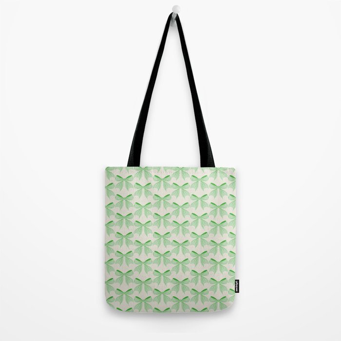 Elegant Light Green Bow Pattern A Classic and Stylish Design for Any Occasion Tote Bag Gallery Image 2
