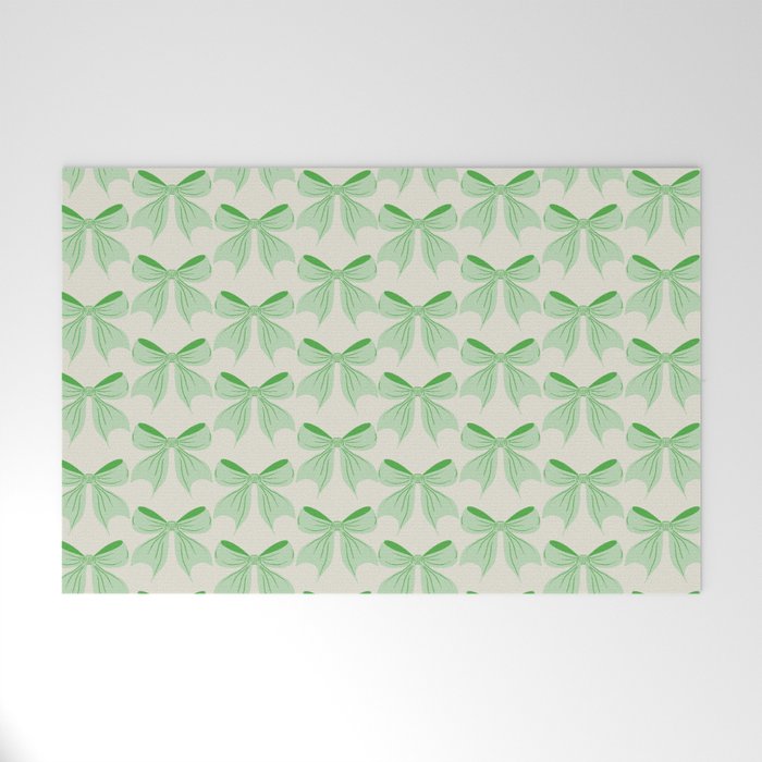 Elegant Light Green Bow Pattern A Classic and Stylish Design for Any Occasion Welcome Mat Gallery Image 1