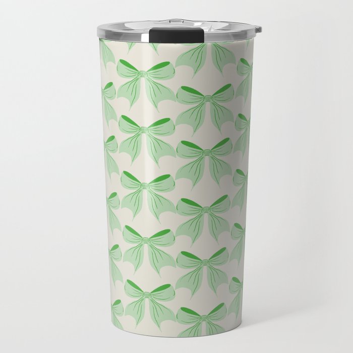 Elegant Light Green Bow Pattern A Classic and Stylish Design for Any Occasion Travel Mug Gallery Image 1