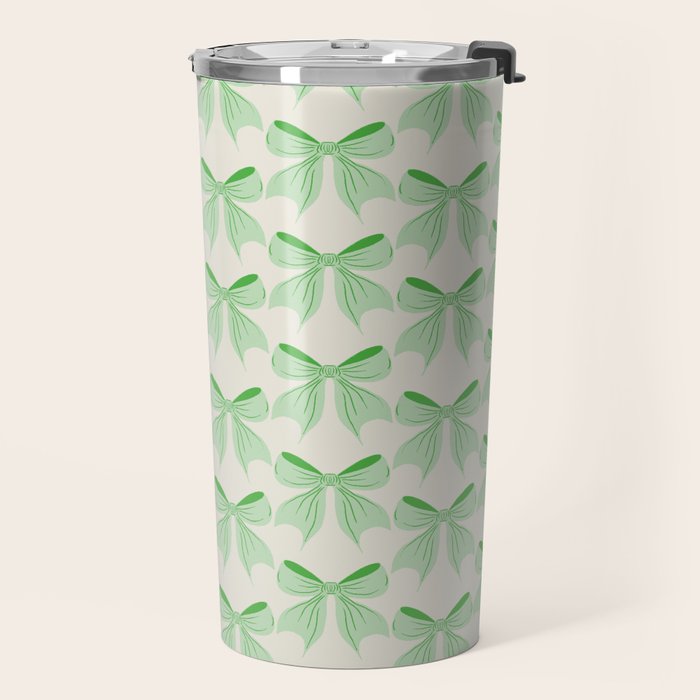 Elegant Light Green Bow Pattern A Classic and Stylish Design for Any Occasion Travel Mug Gallery Image 2