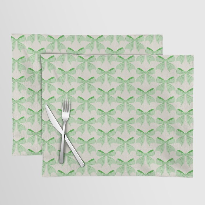Elegant Light Green Bow Pattern A Classic and Stylish Design for Any Occasion Placemat Gallery Image 1