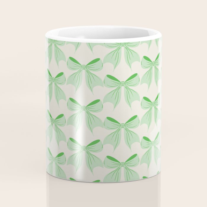 Elegant Light Green Bow Pattern A Classic and Stylish Design for Any Occasion Coffee Mug Gallery Image 4