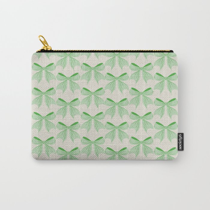 Elegant Light Green Bow Pattern A Classic and Stylish Design for Any Occasion Carry All Pouch Gallery Image 1