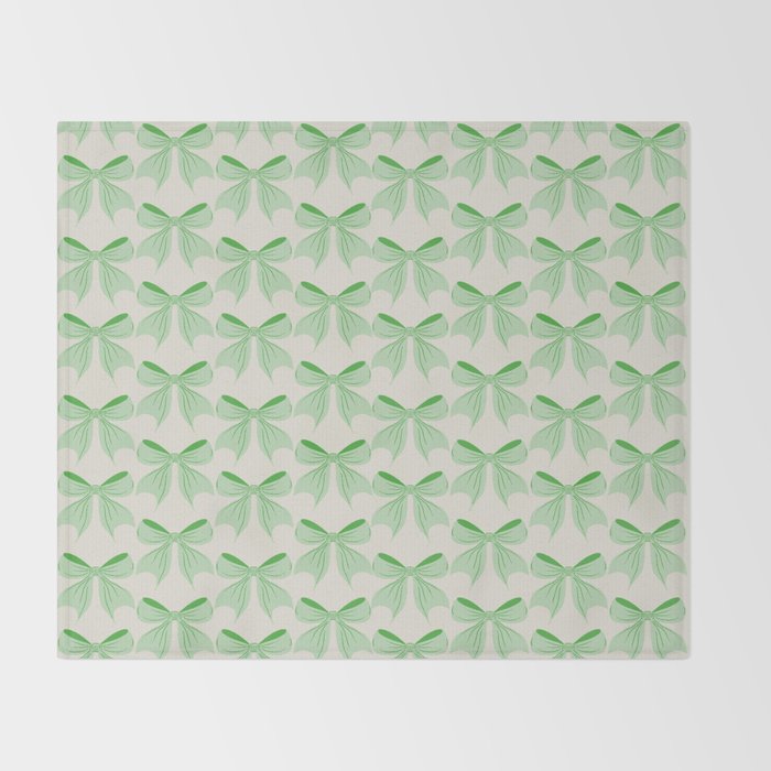 Elegant Light Green Bow Pattern A Classic and Stylish Design for Any Occasion Throw Blanket Gallery Image 2