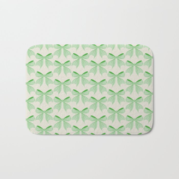 Elegant Light Green Bow Pattern A Classic and Stylish Design for Any Occasion Bath Mat Gallery Image 1