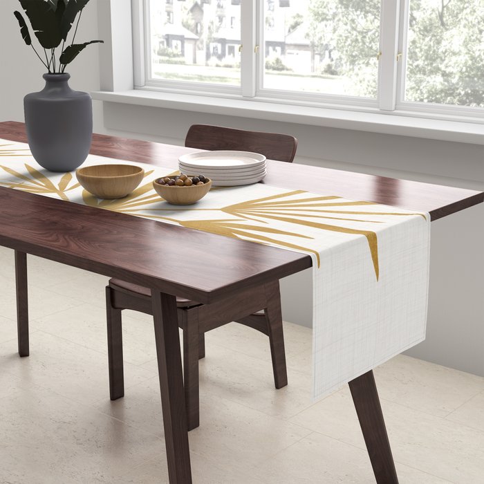Metallic Gold Fan Palm Table Runner Gallery Image 2