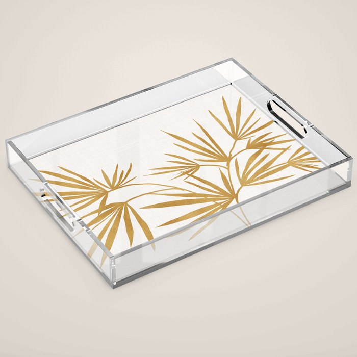Metallic Gold Fan Palm Acrylic Tray Gallery Image 1