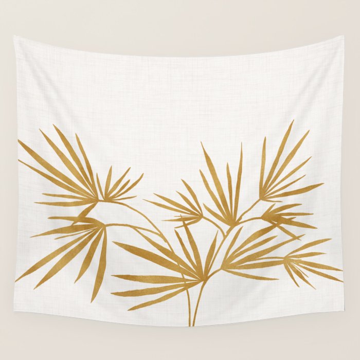 Metallic Gold Fan Palm Wall Tapestry Gallery Image 4