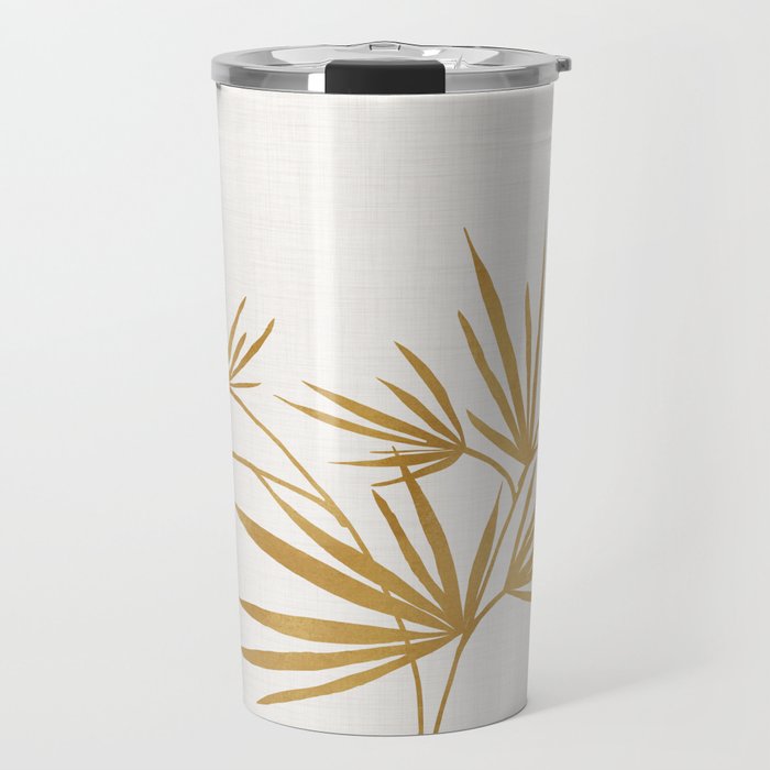 Metallic Gold Fan Palm Travel Mug Gallery Image 1