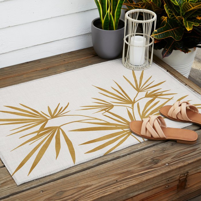 Metallic Gold Fan Palm Outdoor Rug Gallery Image 2