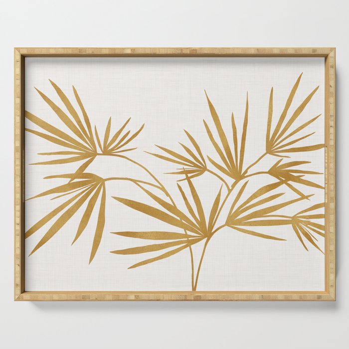 Metallic Gold Fan Palm Serving Tray Gallery Image 1