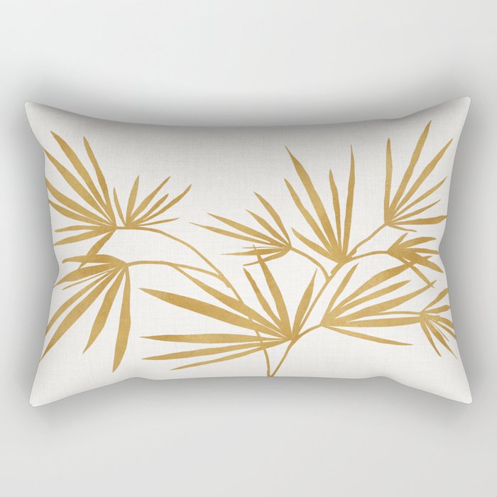 Metallic Gold Fan Palm Rectangular Pillow Gallery Image 2