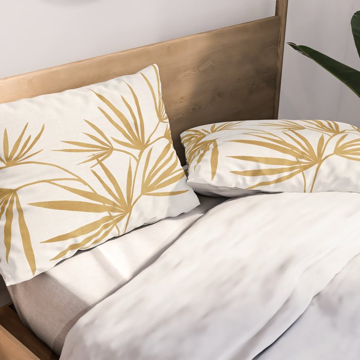 Metallic Gold Fan Palm Pillow Sham Gallery Image 2