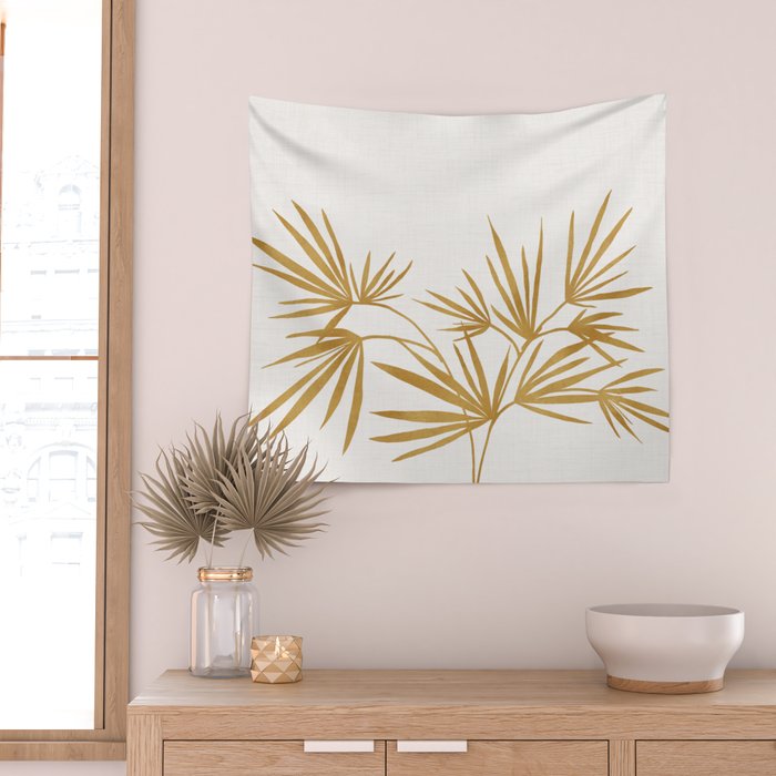 Metallic Gold Fan Palm Wall Tapestry Gallery Image 2