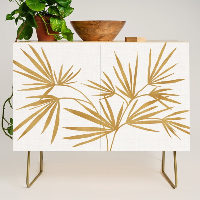 Metallic Gold Fan Palm Credenza Gallery Image 1