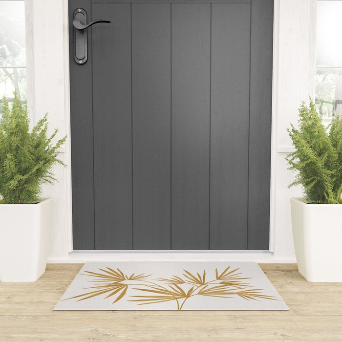Metallic Gold Fan Palm Welcome Mat Gallery Image 3