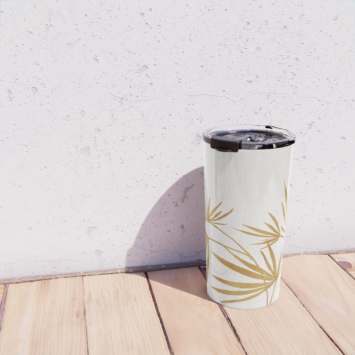 Metallic Gold Fan Palm Travel Mug Gallery Image 4