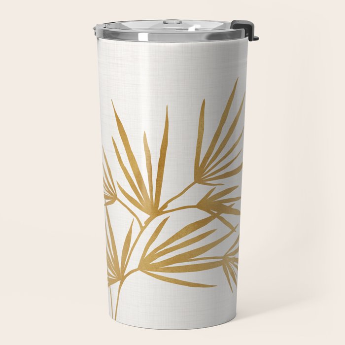 Metallic Gold Fan Palm Travel Mug Gallery Image 2