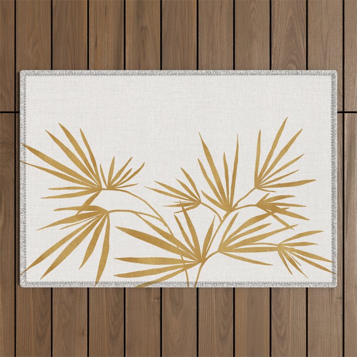 Metallic Gold Fan Palm Outdoor Rug Gallery Image 1