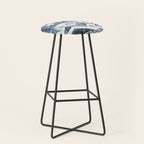 Mountains Watercolor Nature Trees Ski Snow Blue Indigo Stool Gallery Image 1