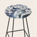 Mountains Watercolor Nature Trees Ski Snow Blue Indigo Stool Gallery Image 2