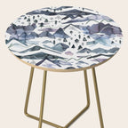 Mountains Watercolor Nature Trees Ski Snow Blue Indigo Side Table Gallery Image 2