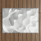 Milky Waves, Abstract Black White Monochromatic, Minimal Minimalistic Minimalism Photography Calm Outdoor Rug Gallery Image 1