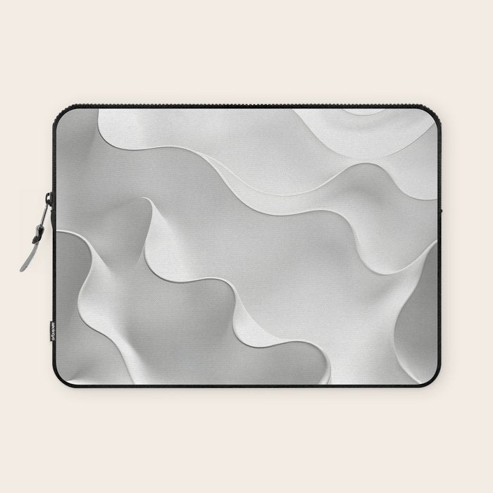 Milky Waves, Abstract Black White Monochromatic, Minimal Minimalistic Minimalism Photography Calm Laptop Sleeve Gallery Image 1