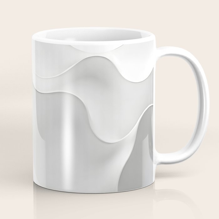 Milky Waves, Abstract Black White Monochromatic, Minimal Minimalistic Minimalism Photography Calm Coffee Mug Gallery Image 1