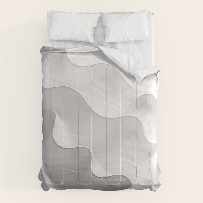 Milky Waves, Abstract Black White Monochromatic, Minimal Minimalistic Minimalism Photography Calm Comforter Gallery Image 6