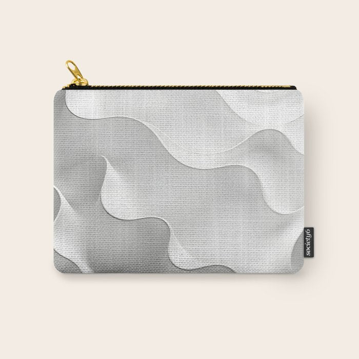 Milky Waves, Abstract Black White Monochromatic, Minimal Minimalistic Minimalism Photography Calm Carry All Pouch Gallery Image 1