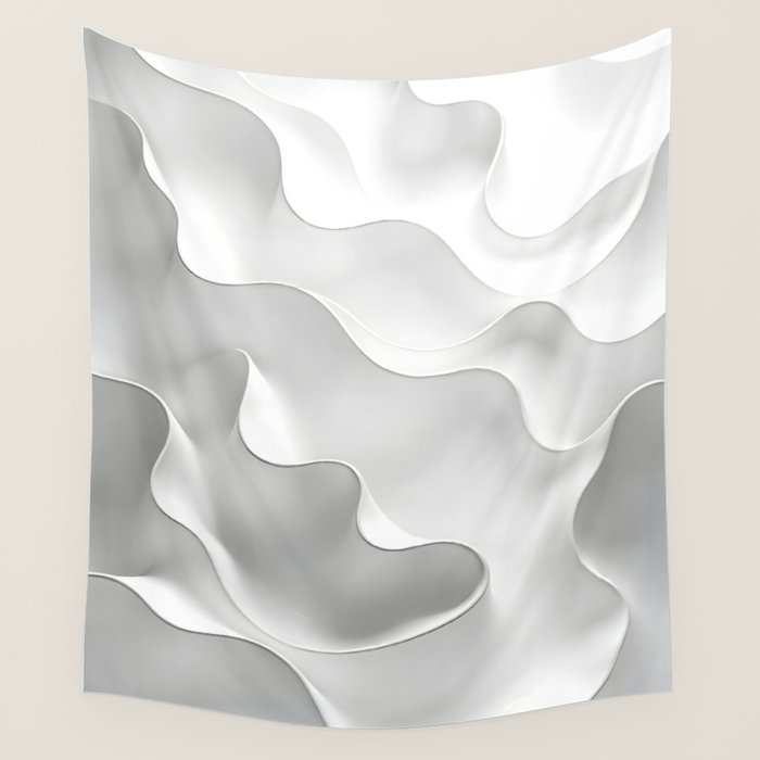 Milky Waves, Abstract Black White Monochromatic, Minimal Minimalistic Minimalism Photography Calm Wall Tapestry Gallery Image 4