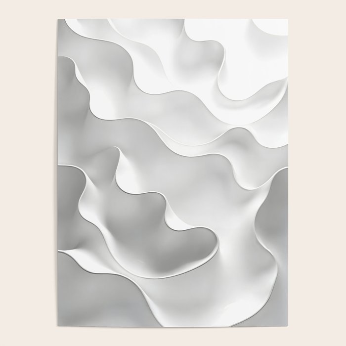 Milky Waves, Abstract Black White Monochromatic, Minimal Minimalistic Minimalism Photography Calm Poster Gallery Image 4