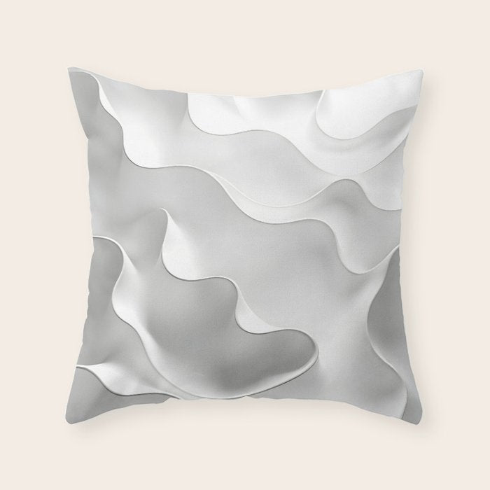 Milky Waves, Abstract Black White Monochromatic, Minimal Minimalistic Minimalism Photography Calm Throw Pillow Gallery Image 6