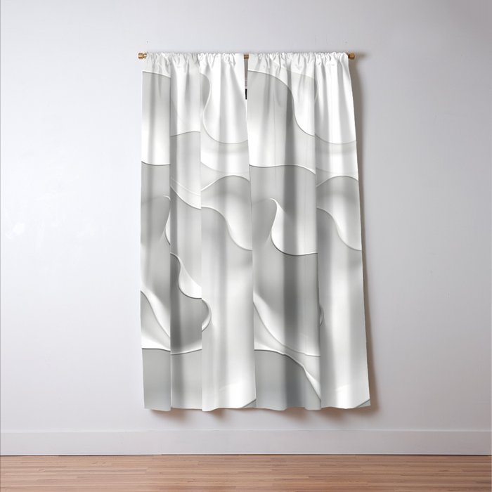 Milky Waves, Abstract Black White Monochromatic, Minimal Minimalistic Minimalism Photography Calm Window Curtain Gallery Image 3