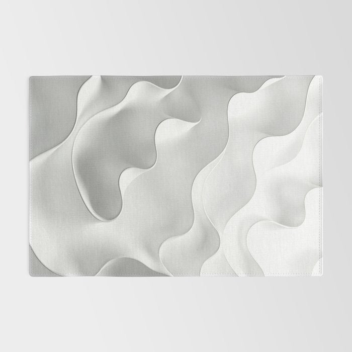 Milky Waves, Abstract Black White Monochromatic, Minimal Minimalistic Minimalism Photography Calm Rug Gallery Image 2