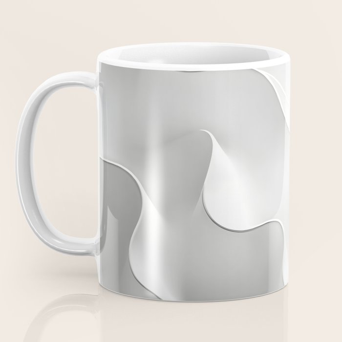Milky Waves, Abstract Black White Monochromatic, Minimal Minimalistic Minimalism Photography Calm Coffee Mug Gallery Image 3
