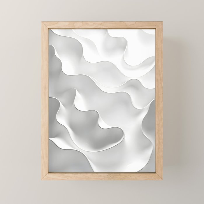 Milky Waves, Abstract Black White Monochromatic, Minimal Minimalistic Minimalism Photography Calm Mini Art Print Gallery Image 1