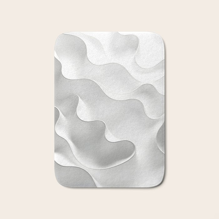 Milky Waves, Abstract Black White Monochromatic, Minimal Minimalistic Minimalism Photography Calm Bath Mat Gallery Image 1