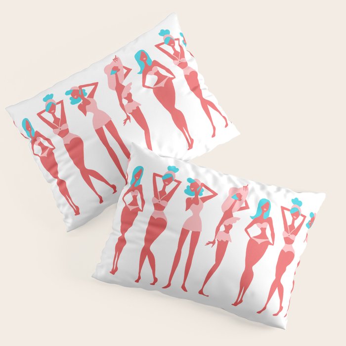 Beach Bombshells - Cyan & Coral Palette Pillow Sham Gallery Image 3