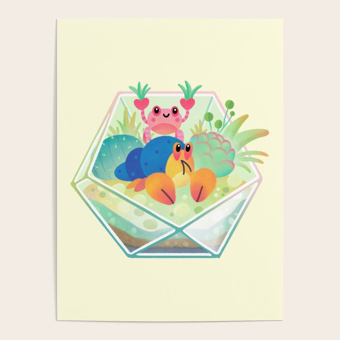 Ocean terrarium - Boxer crab, hermit crab Poster Gallery Image 1