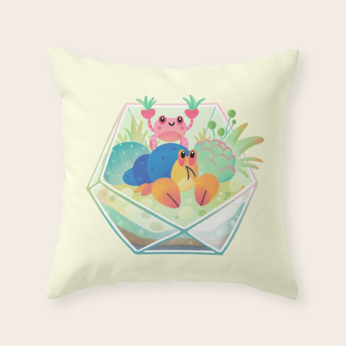 Ocean terrarium - Boxer crab, hermit crab Throw Pillow Gallery Image 6