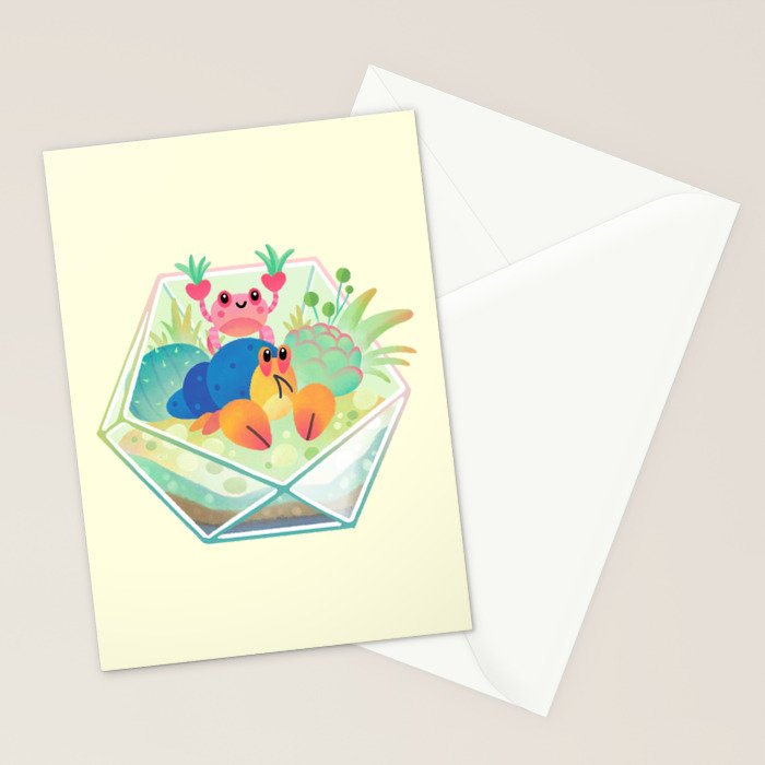 Ocean terrarium - Boxer crab, hermit crab Stationery Card Gallery Image 2