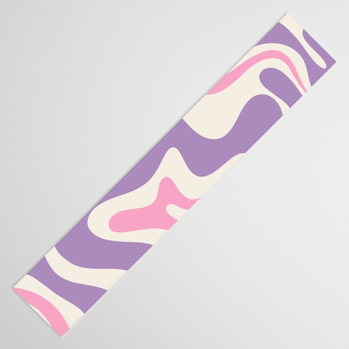 Retro Liquid Swirl Abstract Pattern Purple Pink Cream Table Runner Gallery Image 3