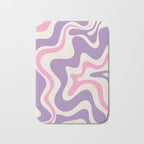 Retro Liquid Swirl Abstract Pattern Purple Pink Cream Bath Mat Gallery Image 1
