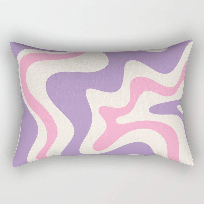 Retro Liquid Swirl Abstract Pattern Purple Pink Cream Rectangular Pillow Gallery Image 2